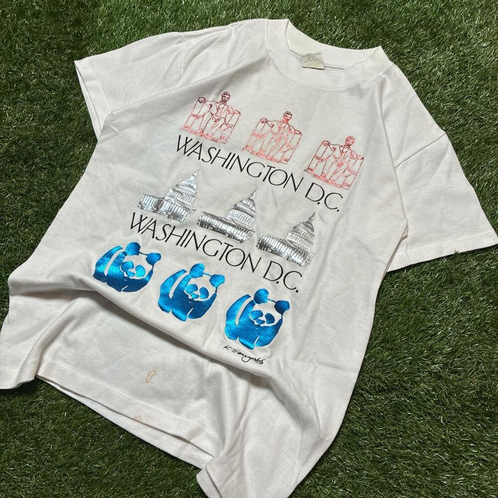 Washington DC Men's White and Cream T-shirt